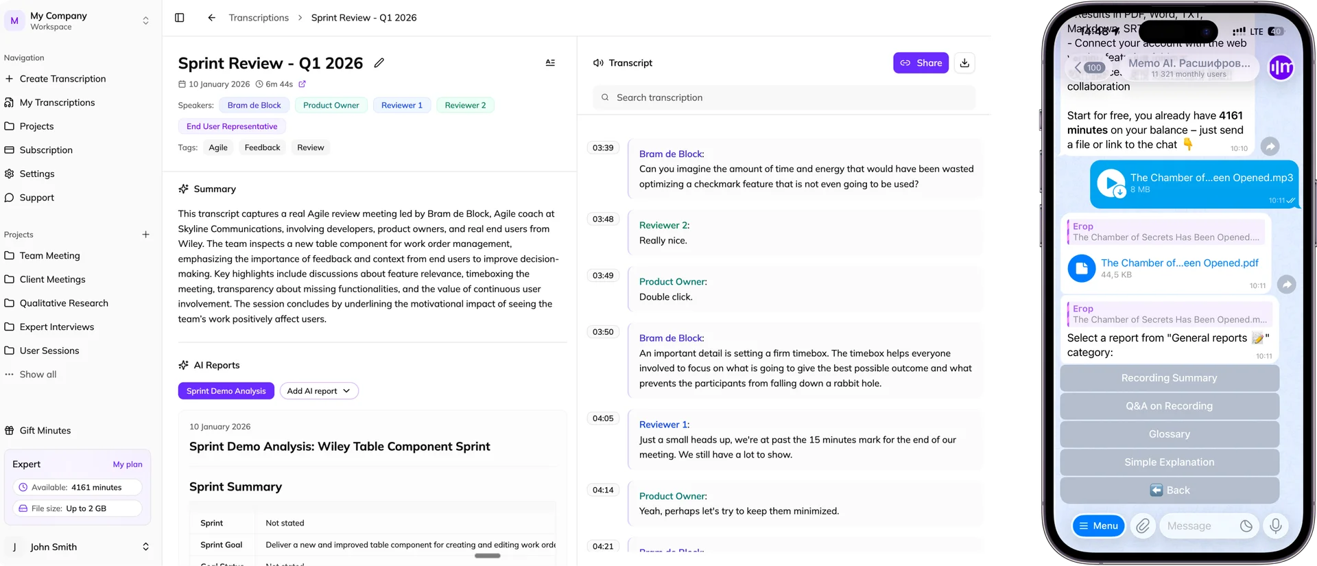 Interfaz web y bot de Telegram de Memo AI